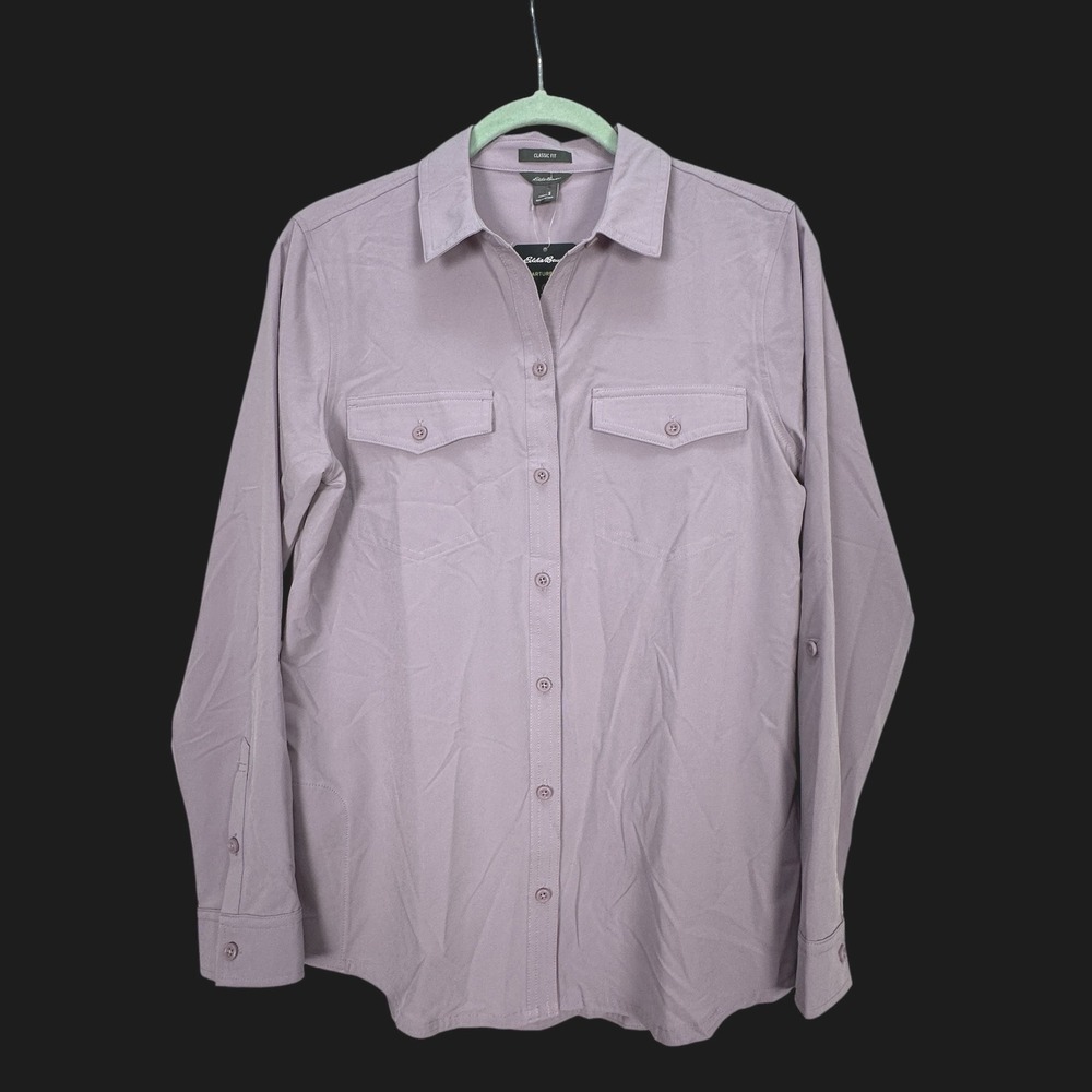 Eddie Bauer Womens Departure Shirt Purple Long Sleeve Stretch‎ Wicking Small NEW